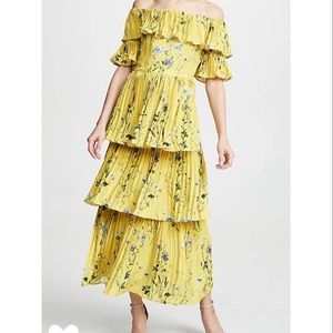 OPT yellow floral midi dress